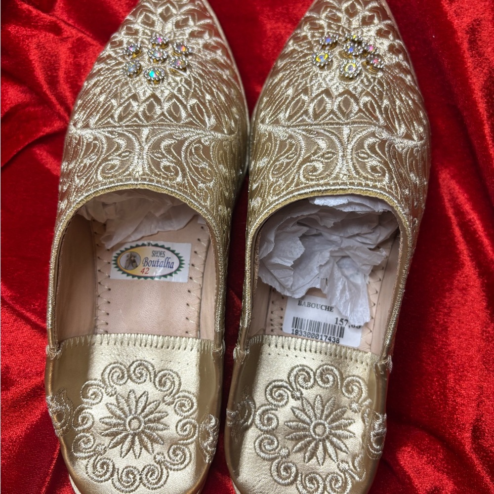 High Quality Gold Traditional Boucher Slippers/Babouches/Wedding Slippers